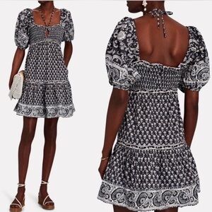 Sea New York navy and Cream Patterned Long Sleeve Dress